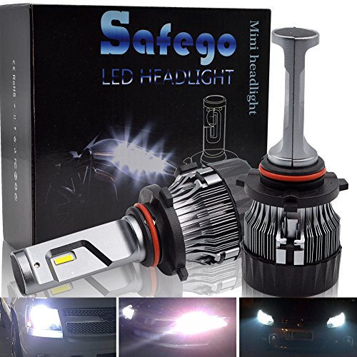 Safego Bombilla 9005 LED Coche, 2x 72W 8000LM 9005 HB3 LED Faros Delanteros Bombillas, Faros Reemplazo de Halógena y Kit Xenón, Lámpara Luz 6500K Blanca 12V-24V, Garantía de 1 años