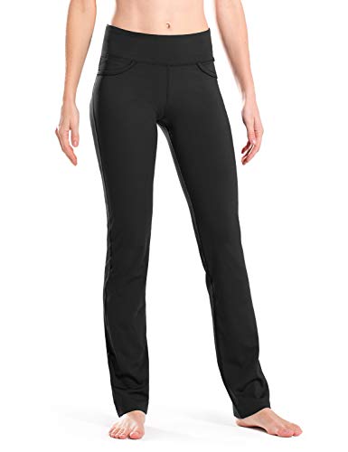 Safort Pantalones Yoga Tiro Regular Pierna Recta Medidas Largo 71cm/ 76cm/ 81cm/86cm - 4 Bolsillos - Color Negro, No se Transparentan, L