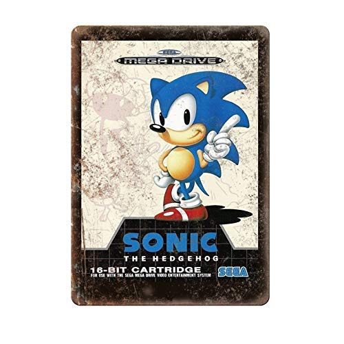Sega 16-Bit Sonic The Hedgehog Mega Drive 19,8 x 30 cm Bar Club Home Wall Decor Sign