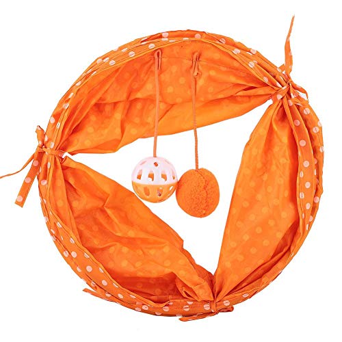 Sheens Cat Tunnel Tube Toy, Tejidos de poliéster Plegables Hide Tunnel Cat Dot Tent Long Tunnel Bed Interactive Playing Toys for Puppy Rabbits Hamsters Gatos Perros(Naranja)