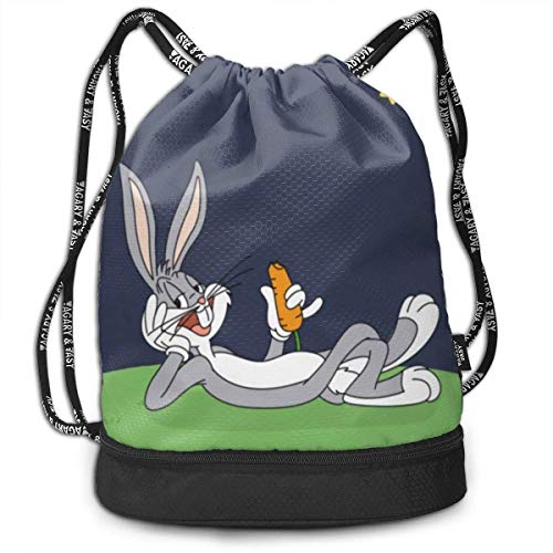 shenguang Bugs Bunny Drawstring Backpack Pull String Bags Großer Reißverschluss Wasserfeste Sporthalle Shopping Yoga Tanz Strand Geschenke Sackpack Frauen Männer Kinder