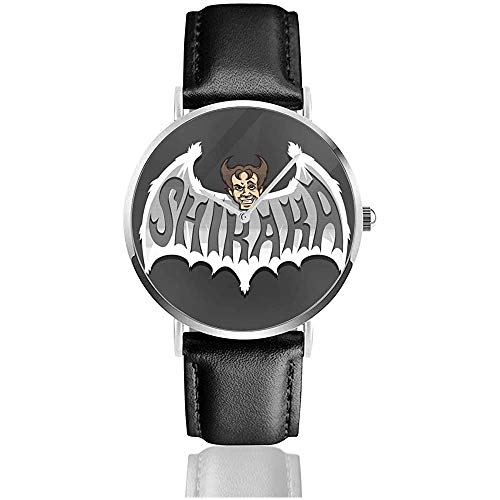 Shikaka Ace Ventura Pet Detective Relojes Reloj de Cuero de Cuarzo con Correa de Cuero Negro para Regalo de colección