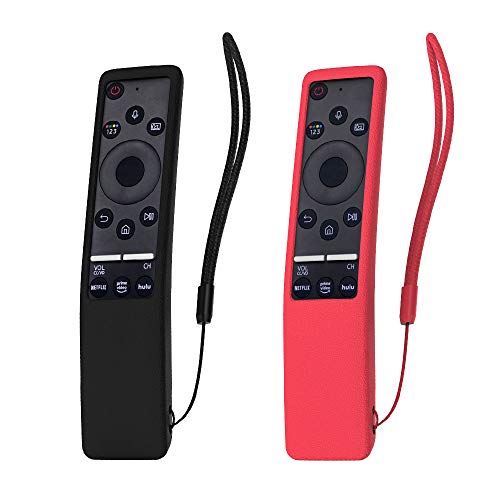 SIKAI 2-Pack Funda Compatible con Mando de Samsung 4K UHD Smart TV BN59-01266A BN59-01274A BN59-01260A Antideslizante Protectora Carcasa de Silicona Antichoque Resistente a Golpes (Negro-Rojo)