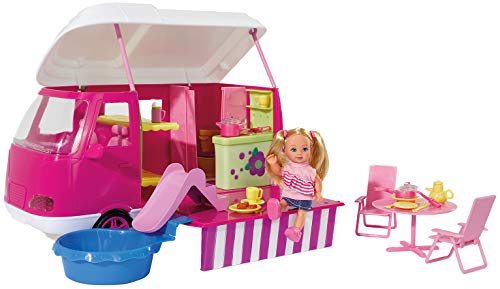 Simba Evi Love 105736221 Camper - Caravana de camping con 1 muñeca y accesorios (más de 20 piezas) [importado de Alemania]