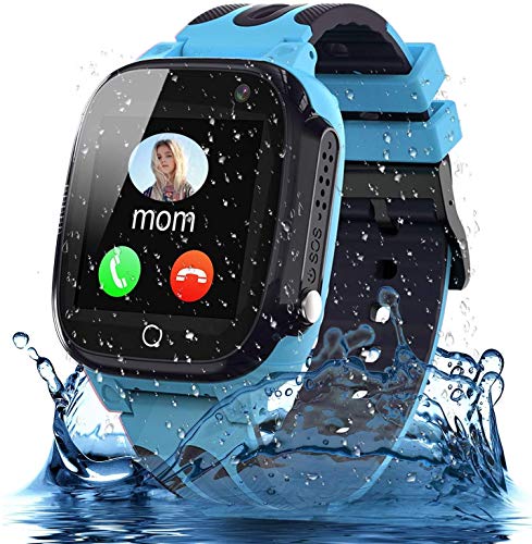 Smooce Smartwatch Niños,Impermeable Reloj Inteligente para Niños,LBS Localizador Reloj del Teléfono,Kids Smartwatch Phone con Call SOS Cámara para Niño Niña Cumpleaños (Azul)
