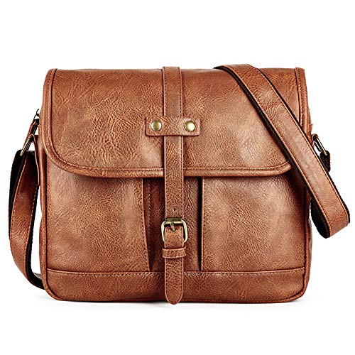 SPAHER Vendimia Bolso Bandolera Cuero Hombre Mujer Piel iPad Bolso de Mensajero Documentos Maletín Bolso de Hombro para Hombre Messenger Bolsa Crossbody Bolsa de Viaje para Vuelo Escuela