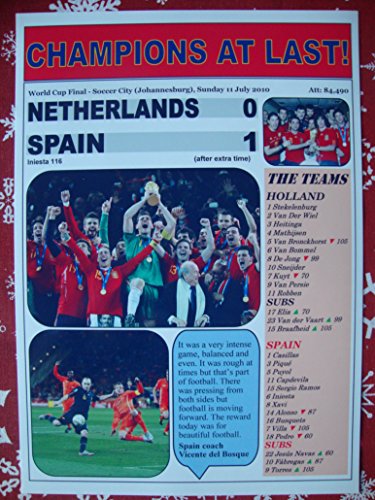 Sports Prints UK España 1 Países Bajos 0-2010 Final de la Copa del Mundo - impresión de recuerdo