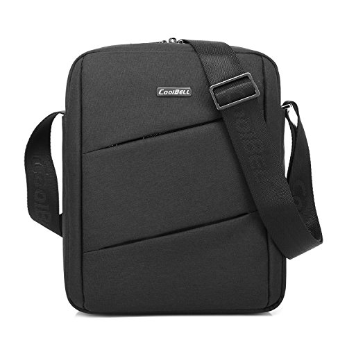 Srotek Bolsos de Bandolera para Hombres Mensajero Bolso a Hombro Resistente al Agua Estilo Simple 10.6" Bolso Messenger Para tableta/iPad/teléfono (Negro)