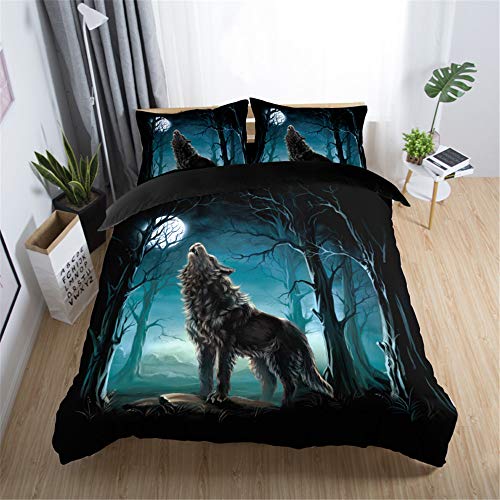 Stillshine Ropa de Cama Juvenil 90 Animal 3D Juegos de Fundas para edredón 180 x 220 Creativo Lobo Gato Caballo Unicornio Noche Paisaje Funda nórdica + Funda de Almohada