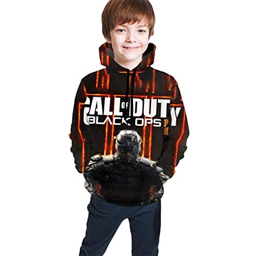 Suéter con Capucha para niños y niñas Adolescentes, Suelta, cómoda, Transpirable, Informal Ca-ll of Du-ty Black-Ops III XL