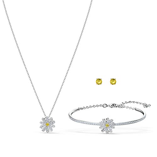 Swarovski Conjunto Eternal Flower, Amarillo, combinación de Acabados metálicos