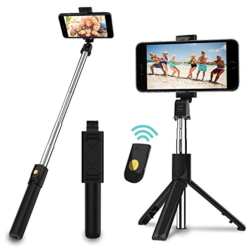 SYOSIN Palo Selfie Trípode con Control Remoto, 3 en 1 Bluetooth Mini Monópode Extensible Selfie Stick para teléfonos Inteligentes iPhone y Andriod