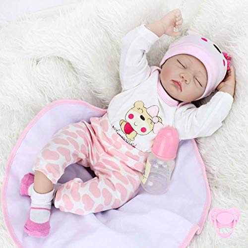 TDOYO 57cm Reborn Bebé de Cuerpo Entero de Silicona de Vinilo Babbo Hecho a Mano Cuerpo de la niña de la muñeca Rebote más Popular Preferido Regalo(Certificación EN71),Pink