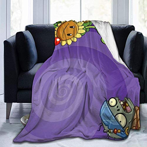 Tengyuntong Ultra-Soft Throw Lightweight Mantas, Plants vs. Zombies 3D Printed Throw Wearable Hooded Ultra-Soft Warm Flannel Mantas 50"x40"