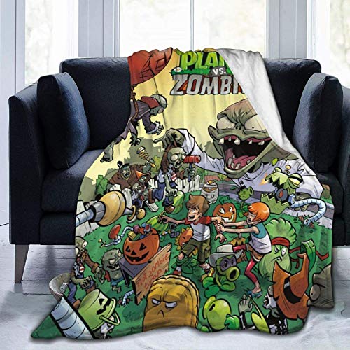 Tengyuntong Ultra-Soft Throw Lightweight Mantas, Plants vs Zombies Home Microplush Fleece Mantas - Luxurious Fuzzy Fleece Fur - Cozy Lightweight - Easy Care - All Season Premium Bed Mantas 50" x40