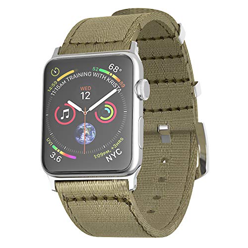 TIMLEXC Compatible con Correa Reloj Reemplazo 38 mm 40 mm 42 mm 44 mm iWatch Series 6/5/4/3/2/1 Goma Suave Deportiva (42/44mm,Beige-Silver)