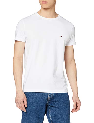 Tommy Hilfiger Core Stretch Slim CNECK tee Camiseta, Blanco (Bright White 100), Large para Hombre