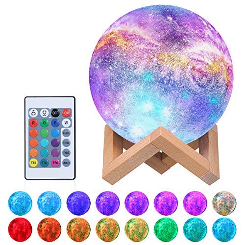 Tomshine Moon Lámpara, 16 colores Impreso en 3D Luz de luna llena 15 cm USB Luz de noche recargable Lámpara de mesa LED Lámpara de control táctil regulable Fiesta de cumpleaños de Navidad para niños