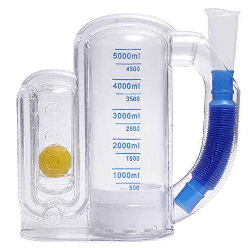 ULTECHNOVO Entrenador de Respiración Espirómetro Portátil de 5000 Ml para Rehabilitación Pulmonar Entrenador de Incentivos de Capacidad Vital para Hospital Hogar