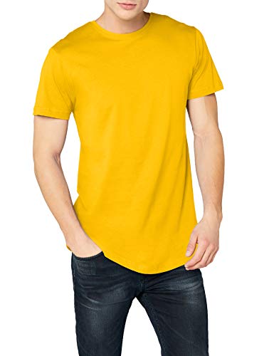 Urban Classics Shaped Long tee Manga Corta con Talle Largo, Camiseta Lisa, Básica Fácilmente Combinable, Versátil y Cómoda, chrome yellow, XXL para Hombre