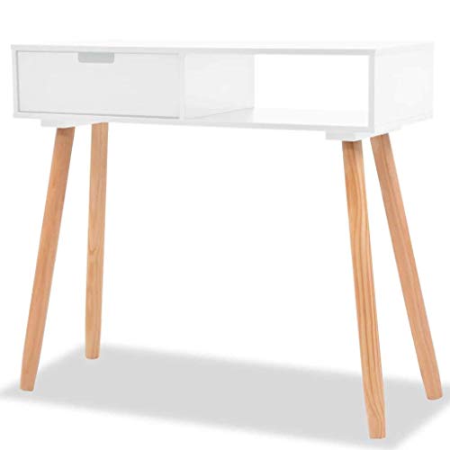 vidaXL Pino Mesa Consola 80x30x72 cm Madera Blanco Aparador Mueble Auxiliar