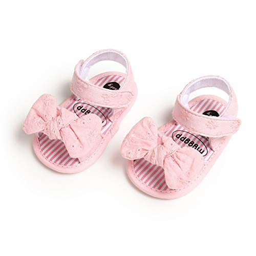 VIENNAR Bebé recién Nacido Niños Niña Zapatos Lindos con Lazo Antideslizante Sandalias de Suela Suave Zapatos de Playa Zapatillas Casuales (B-Pink, 0-6 Meses)