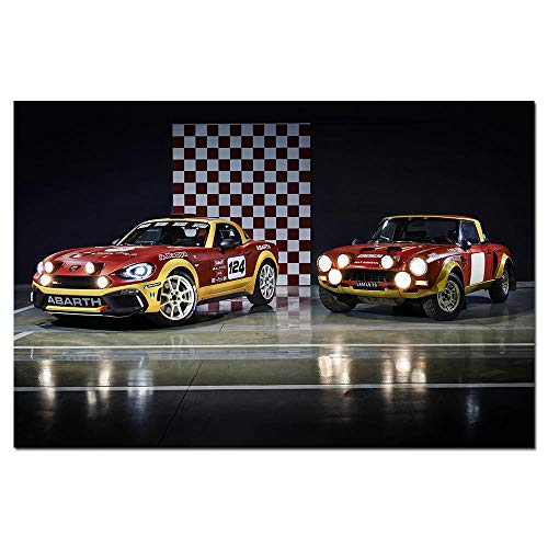 VVSUN Coche Deportivo Fiat Abarth 124 Spider Car Photo Wall Art Posters Canvas Print Pintura para la decoración Moderna del hogar 60X90cm 24x36inch Sin Marco