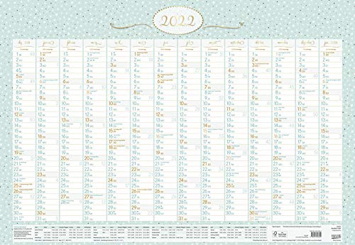 Wandtimer Ginkgo 2022: 14 Monate (Dezember 2021 - Januar 2023) / Ferientermine und Feiertage / 68 x 47 cm