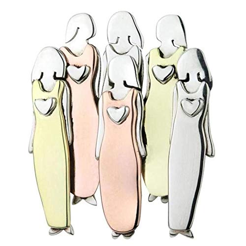 wangk Mujeres Broches Nueva Hermandad Tri-Color Broches Mujeres Hermanas Aleación Broches Gemelos Pines Mejores Pines Femenino ImitationRhodiumPlated