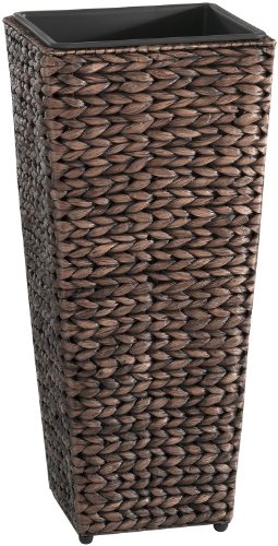 Weles GMBH Macetero para Plantas de polyrattan Marca gartenfreude Incluye Insertos plásticos para el Interior y el Exterior, marrón Lavado, 28 x 28 x 60 cm