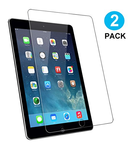 WEOFUN 2 Unidades iPad Air 1/2/ iPad Pro 9.7 Protector de Pantalla, Cristal Templado para iPad Air 1/ iPad Air 2/ iPad Pro 9.7 2017/2018 Protector Vidrio Templado [0.33mm, 9H, Alta Definicion]
