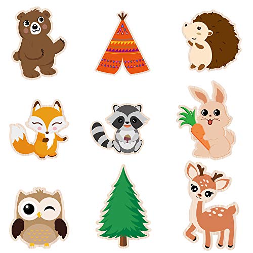 WERNNSAI Recortes de Decoraciones de Fiesta Animales del Bosque - 18 Piezas Centros de Mesa de Animales del Suministros para Fiestas para Niños Cumpleaños Baby Shower