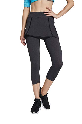 Westkun Falda Pantalón con Polainas Falda de Deportes para Mujer Capris Golf Tennis(Gris Oscuro,M)