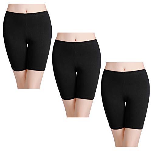 wirarpa Shorts Leggings Pantalon Cortos Algodon Mujer 3 Pack Cintura Alta Bragas Seguridad Boxer Mujer Tallas Grandes Negro L