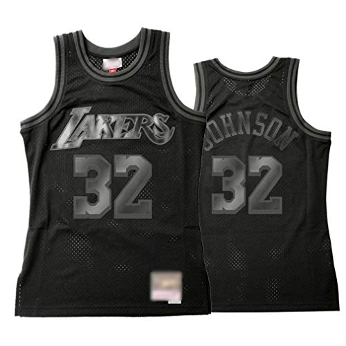 WOLFIRE WF Camiseta de Baloncesto para Hombre, NBA, Los Angeles Lakers #32 Magic Johnson, Transpirable y Resistente al Desgaste Camiseta para Fan (Magic Negro, L)