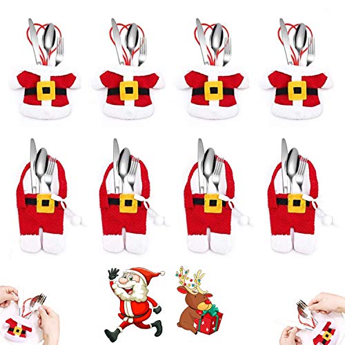 XianJia Bolsita para Cubiertos,Decoracion Navidad, Cubiertos Cuchillos Bolsas para, Se Puede Usar como Bolsa de Regalo para Bolsas de Dulces y artículos pequeños，Navidad Regalos para niños （8PCS）