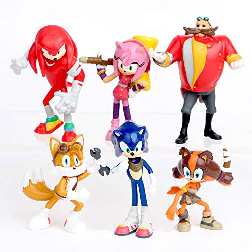 XINBANG Figura de Sonic 6pcs Sonic World Adventure Metal Sonic Werehog Tails PVC Figuras De Acción Shadow Knuckles Anime Figurines Dolls Kids Toys Set