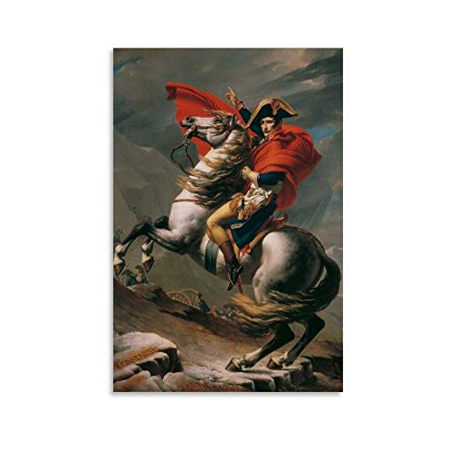 XUYAN Pinturas Retrato Napoleón Bonaparte Emperador Francia Alpes Caballo Cool Póster Arte Impresión Pared Obras de Arte Posters Colgantes Cuadro Regalo Dormitorio Decoración Hogar 50 x 75 cm