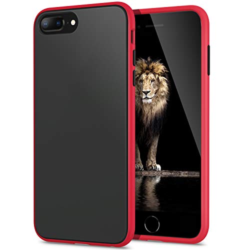 YATWIN Funda para iPhone 8 Plus, Funda iPhone 7 Plus Transparente Mate Case, [Shockproof Style] TPU Bumper Rubber y Botones Coloridos, Carcasa Protectora para Funda iPhone 7/8 Plus - Rojo
