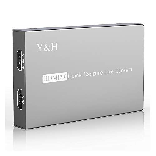Y&H 4K HDR HDMI - Tarjeta de Captura de vídeo y vídeo en Directo USB en 1080p 60 Segundos con Mando de Juego y Entrada de micrófono, conversación en Grupo Compatible con PS3/Xbox One/Wii U