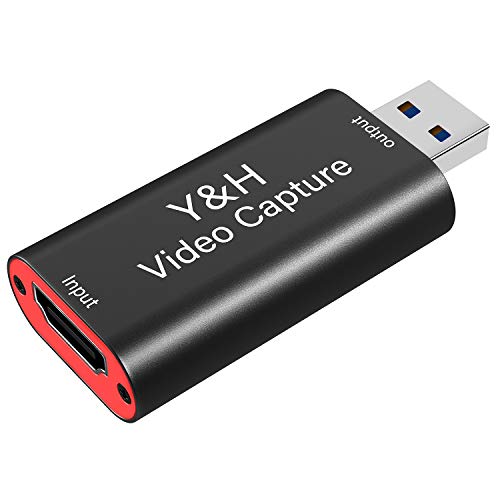 Y&H Tarjetas de grabación de audio y vídeo HDMI a USB 2.0, 1080p, 60 fps, grabación a través de DSLR, videocámara, Action Cam, para transmisión en directo, juegos en directo, reunión de skype-zoom.