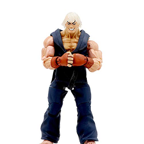 Yizhi Street Fighter Ken Masters Figura Toys Ver Azul.7 Pulgadas de Colección Modelo de Vacaciones Regalo de la Creatividad