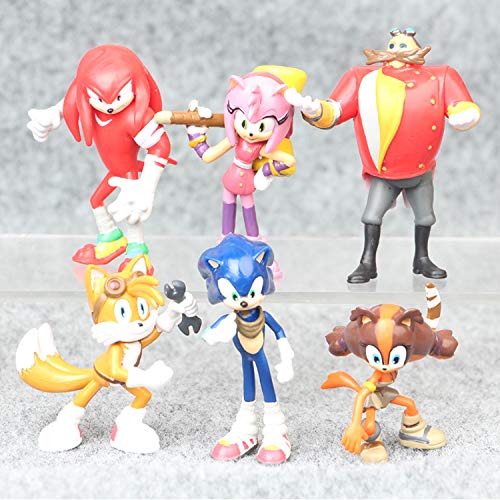 YUNMEI Sonic Juguetes 6 Piezas Sonic The Hedgehog Shadow Figuras de Juguete de acción Anime Figurine Doll Cake Decorate 5-7cm Regalo de cumpleaños para niños