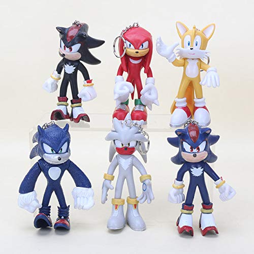 YUNMEI Sonic Juguetes 6pcs / Set Sonic Figures Toy Sonic The Hedgehog Shadow Tails Personajes PVC Figura Modelo Juguetes Niños Regalos 5-11cm