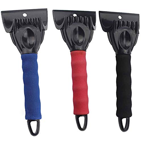 ZHANGTAOLF Raspador De Hielo para Parabrisas De Coche, Nieve Helada, Eliminación De Hielo para Ventanas De Coche, Pala De Eliminación De Nieve, Eliminación De Escarcha, 3 Piezas (Negro + Rojo + Azul)