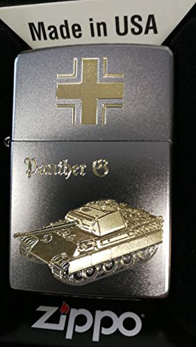 Zippo Carro de Combate Panther G con Grabado de Diamante, Plata, smal