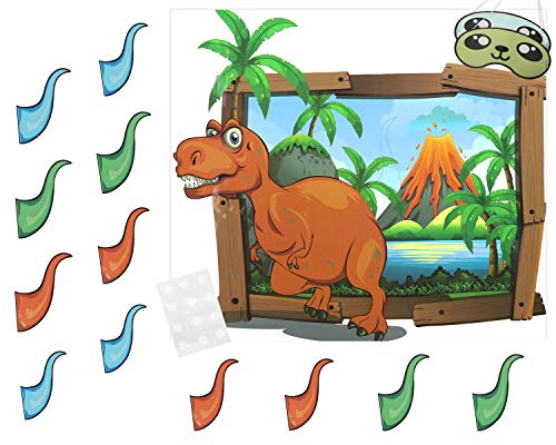 Zooawa [12 PZS Etiquetas Engomadas para Cola de Dinosaurio, Pegatinas Juguetes Reutilizables de Cuerno Juego de Fiesta de Cumpleaños Regalo para Infantes Niños Niñas - Colorido