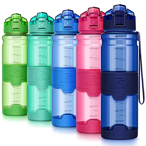 ZOUNICH Botella Agua Deporte Botellas Agua Niños sin BPA, Reutilizable Tritan Plástico Ecologica con Filtro, 400ml/500ml700ml/1l, Cantimploras para Gimnasio, Bicicleta, Colegio, Oficina, Viajes