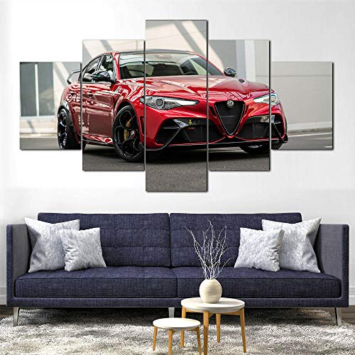 199Tdfc Imprimir En Lienzo Juegos De Dibujo Alfa Romeo Giulia Gtam 2020 Coche Lienzo Enmarcado 5 Piezas Pared Arte Cartel Decoración