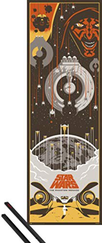 1art1 Star Wars Póster para la Puerta (158x53 cm) Episodio I The Phantom Menace Y 1 Lote De 2 Varillas Negras